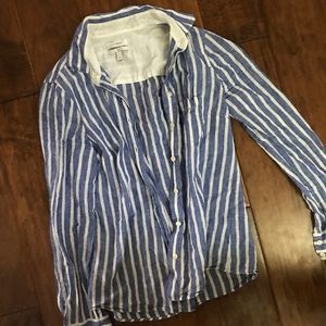 J. Crew Blue and White Striped Button Down Shirt